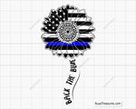 Police Sunflower Back The Blue Svg