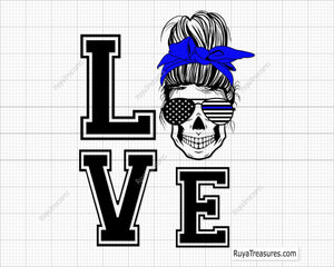 Police Wife Messy Bun Svg