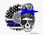 Sunflower Thin Blue Line Svg