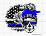 Sunflower Thin Blue Line Svg