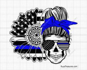 Sunflower Thin Blue Line Svg