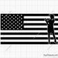 Women police officer USA flag SVG with a thin blue line, perfect for law enforcement support designs
