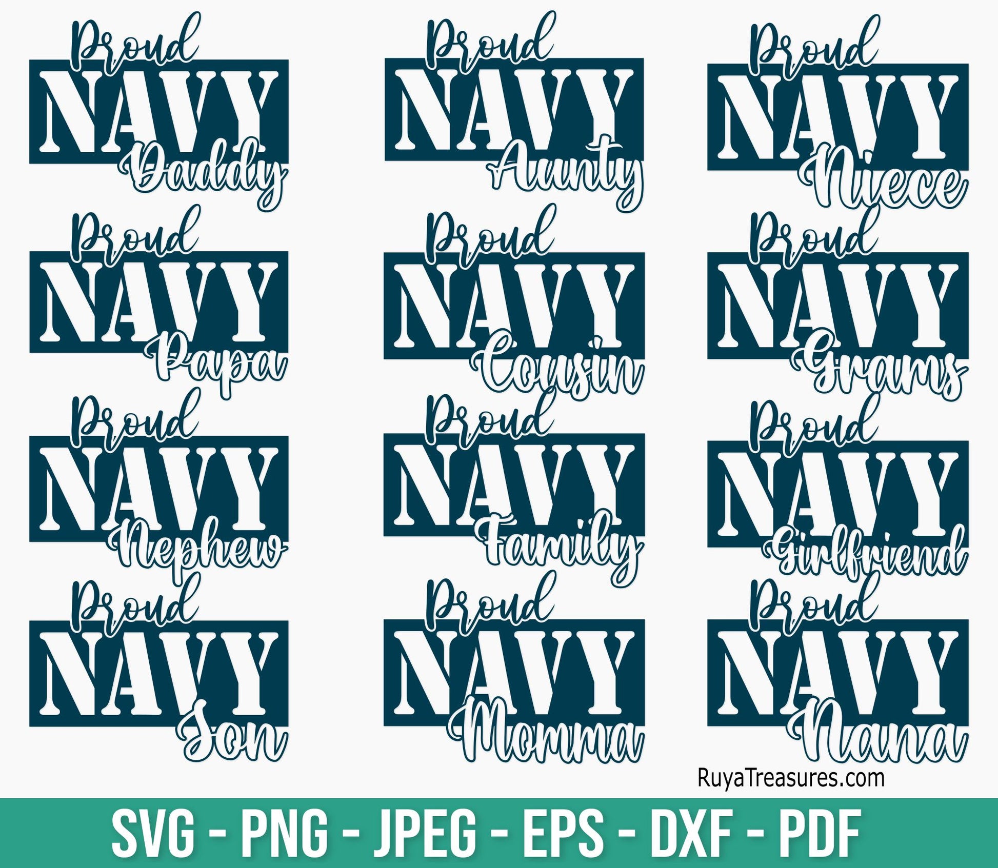 Proud Navy Family Bundle Svg Png
