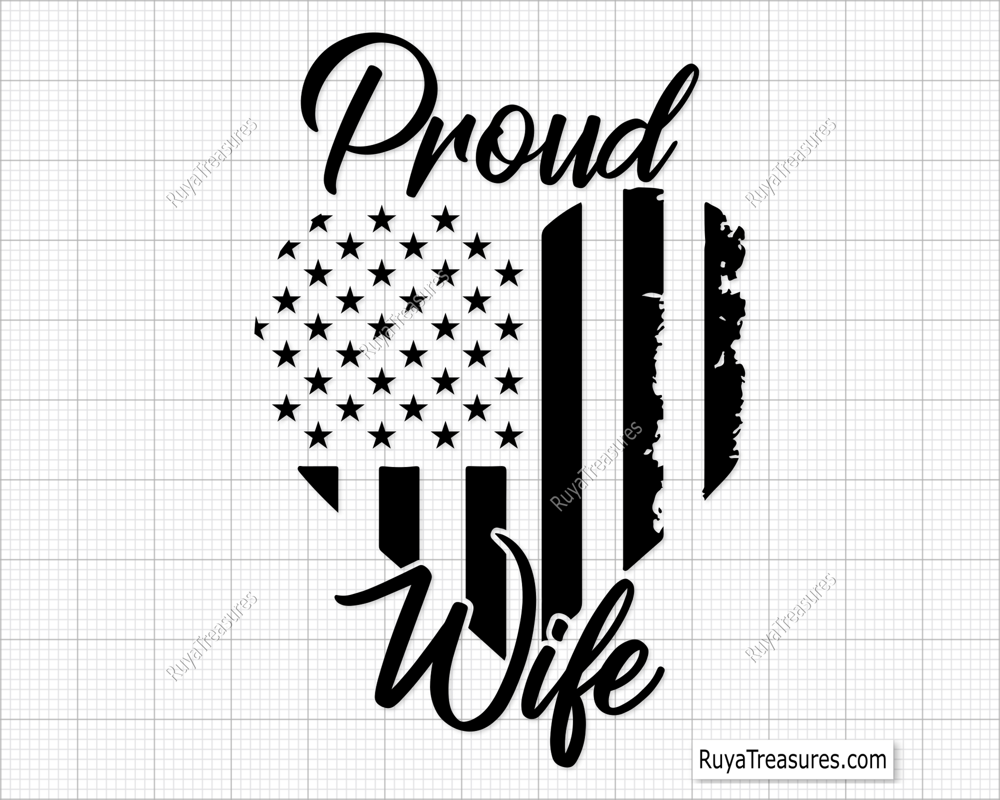 Free Proud Wife American Flag Svg Png, Patriotic Wife Flag Design