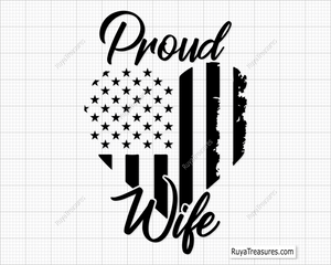 Free Proud Wife American Flag Svg Png, Patriotic Wife Flag Design