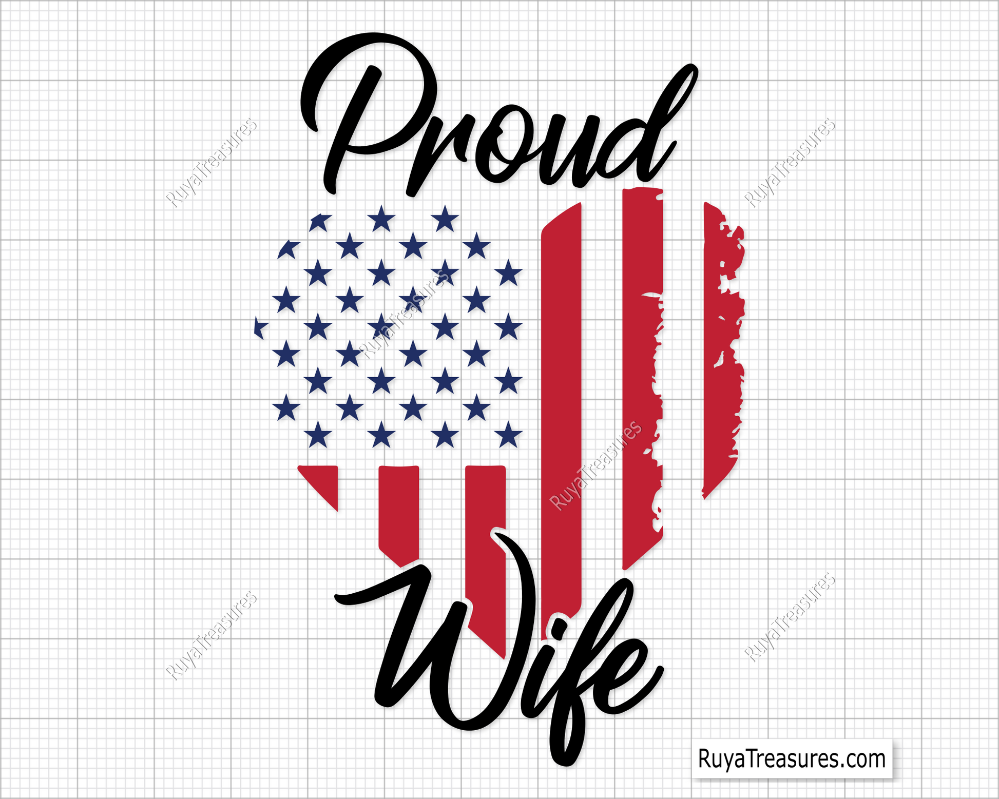 Free Proud Wife American Flag Svg Png, Patriotic Wife Flag Design
