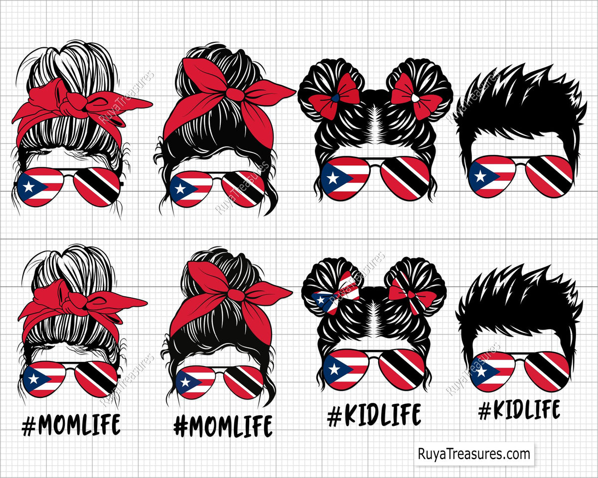 Puerto Rico Trinidad Flag Sunglasses Mom Life Svg Png