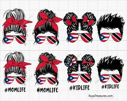 Puerto Rico Trinidad Flag Sunglasses Mom Life Svg Png