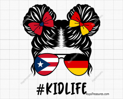 Puerto Rico and German Kidlife Flag SVG PNG