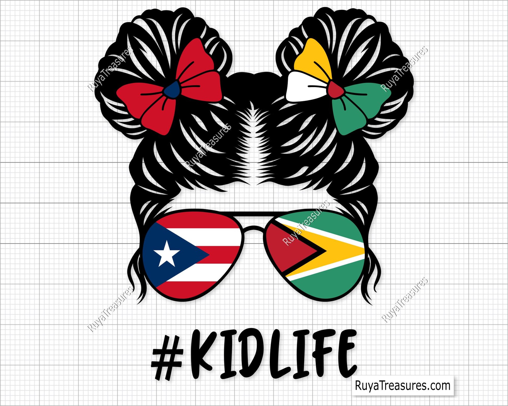 Puerto Rico and Guyana Flag Kidlife Svg Png