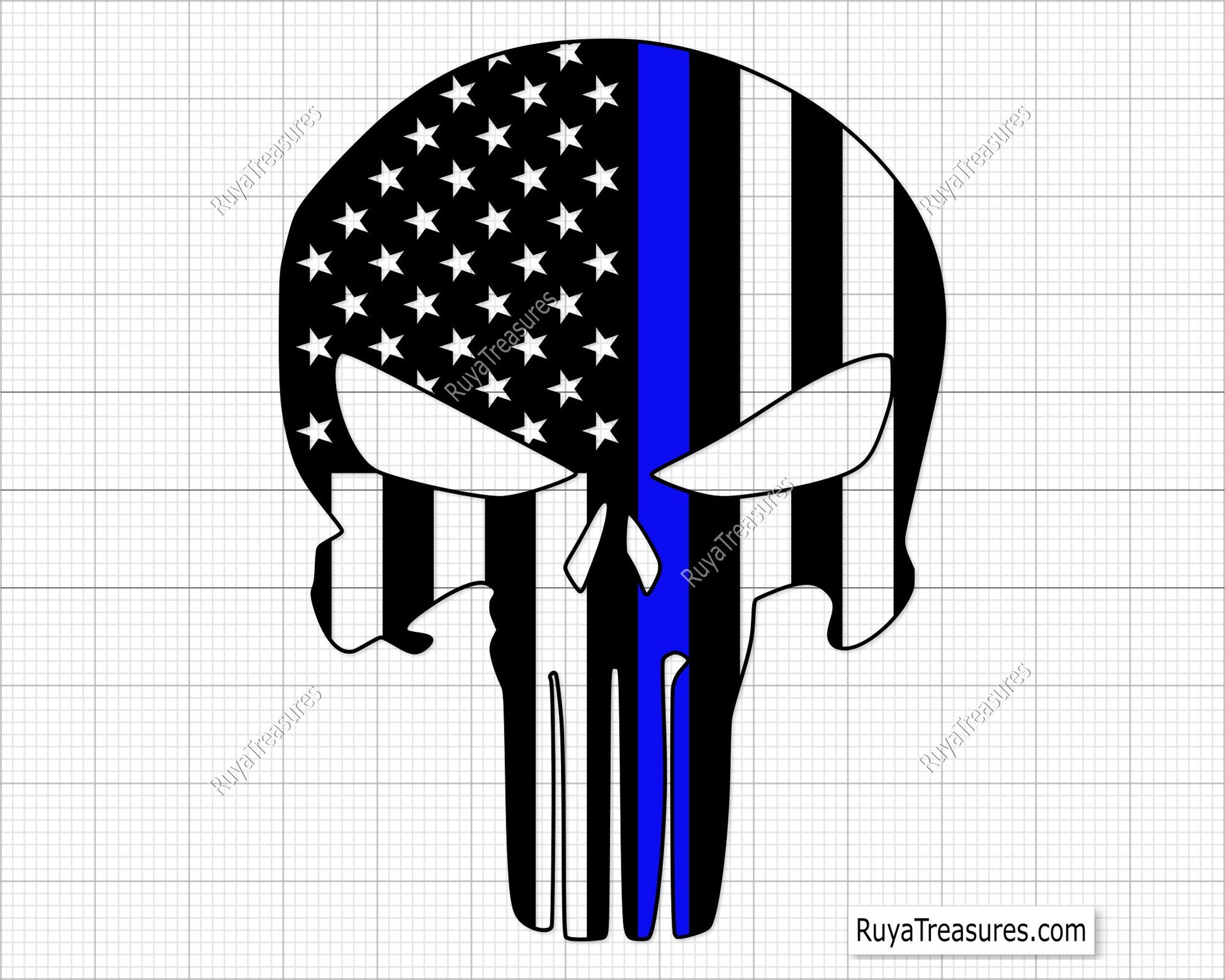 Punisher Blue Line Svg