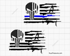 Punisher Gun Rifle Flag Svg