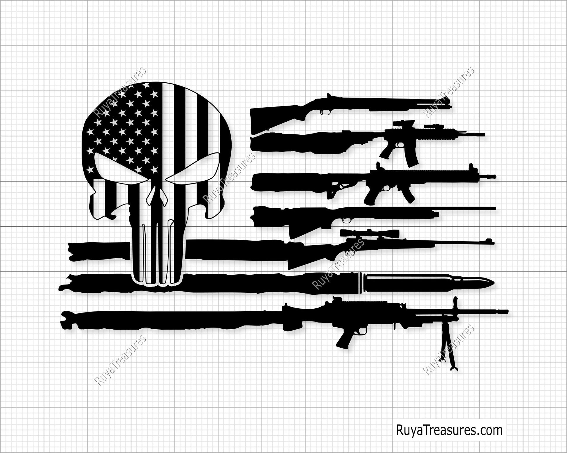 Punisher Gun Rifle Flag Svg