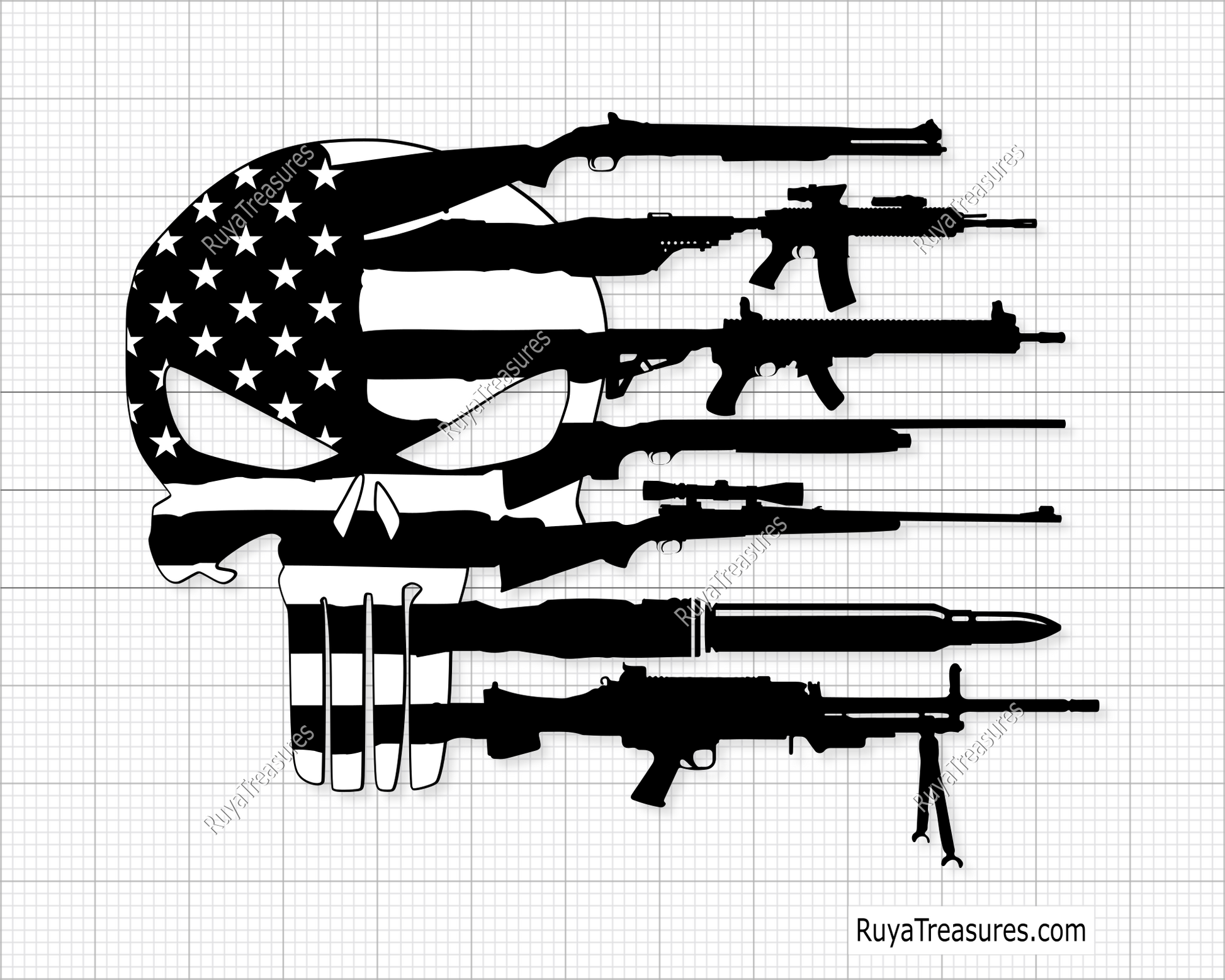 Punisher Gun Rifle Flag Svg