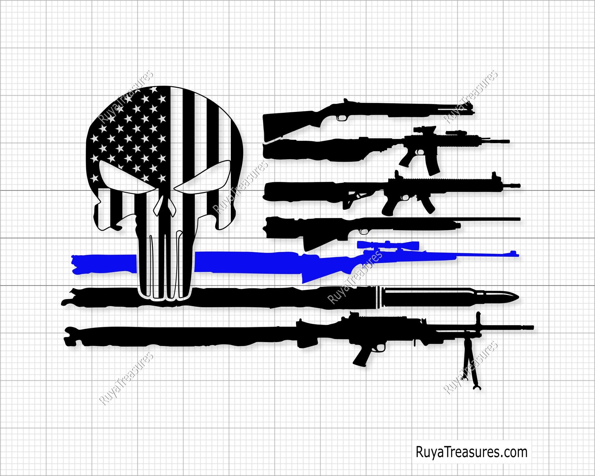 Punisher Gun Rifle Flag Svg