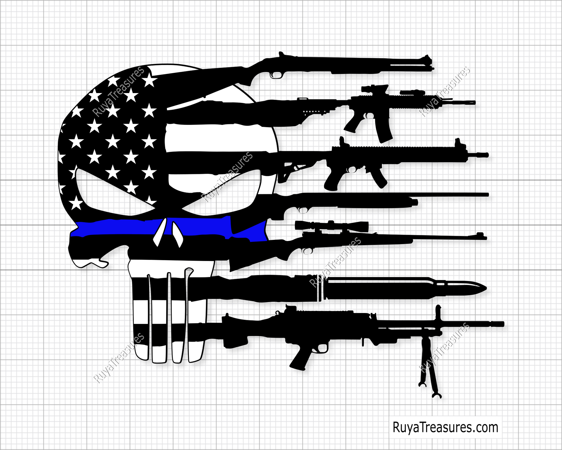 Punisher Gun Rifle Flag Svg
