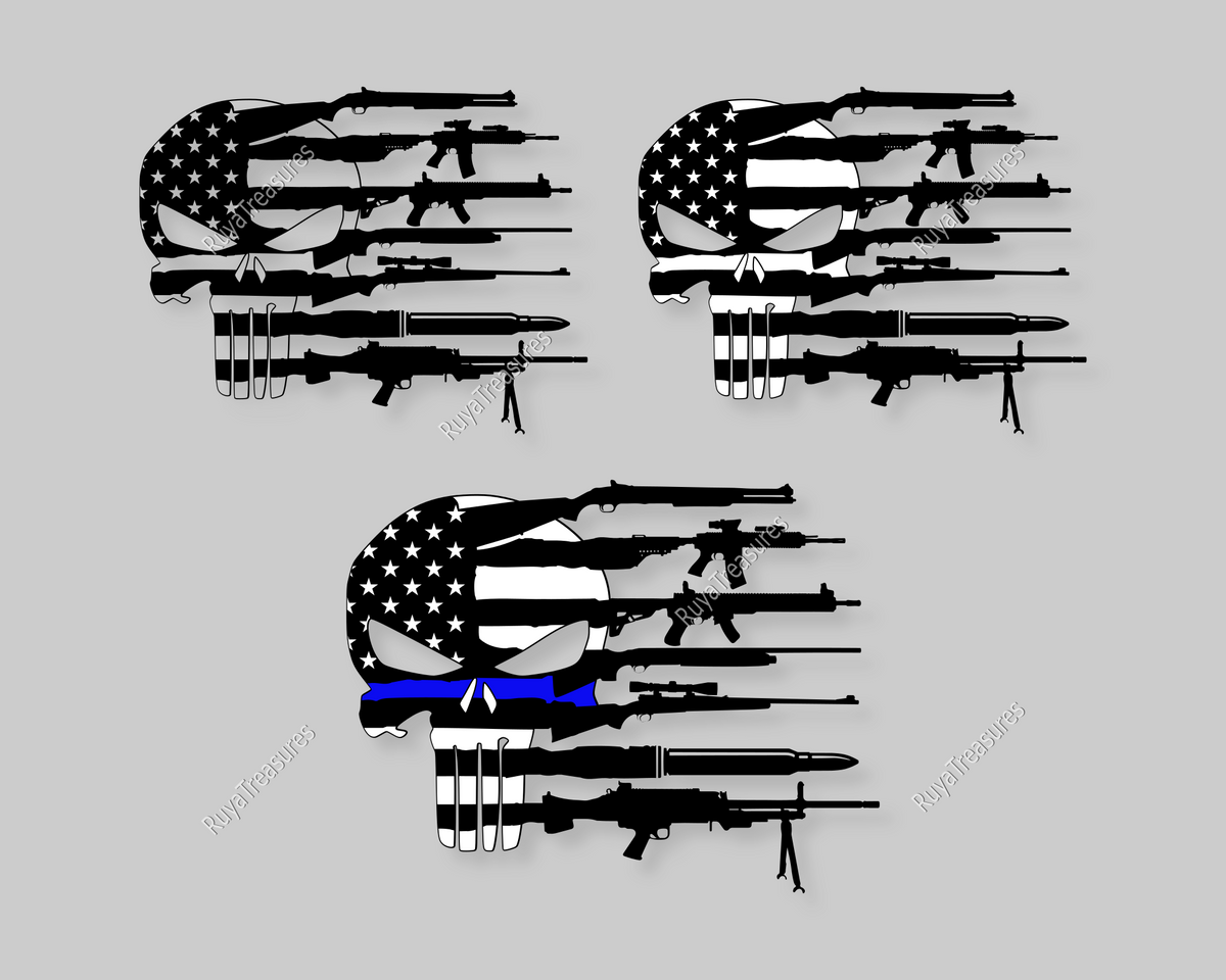 Punisher Gun Rifle Flag Svg