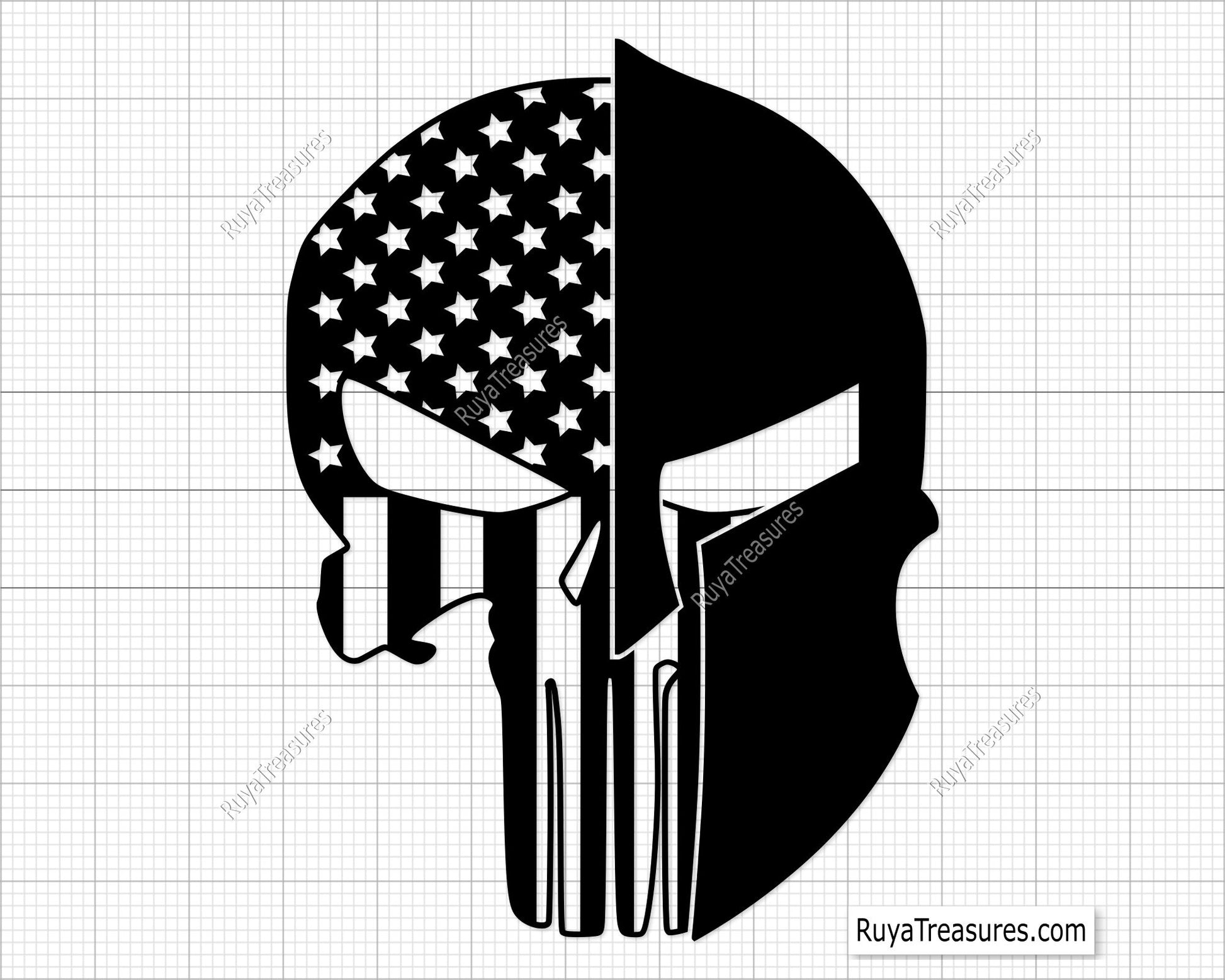 Punisher Skull Spartan Helmet Svg