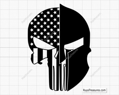 Punisher Skull Spartan Helmet Svg