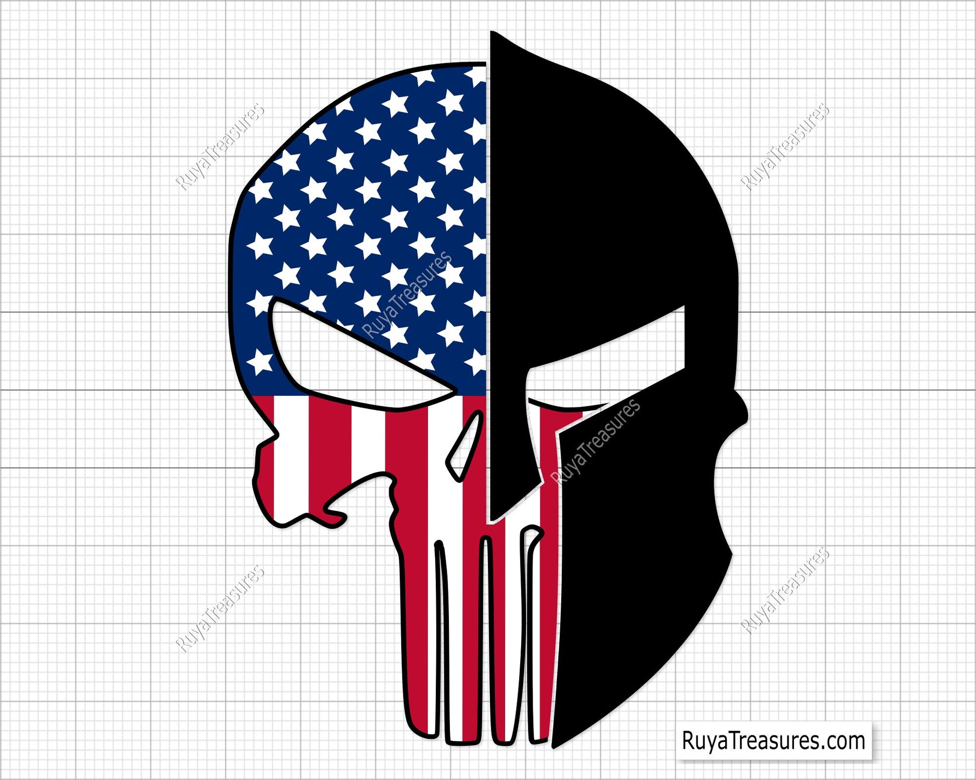 Punisher Skull Spartan Helmet Svg