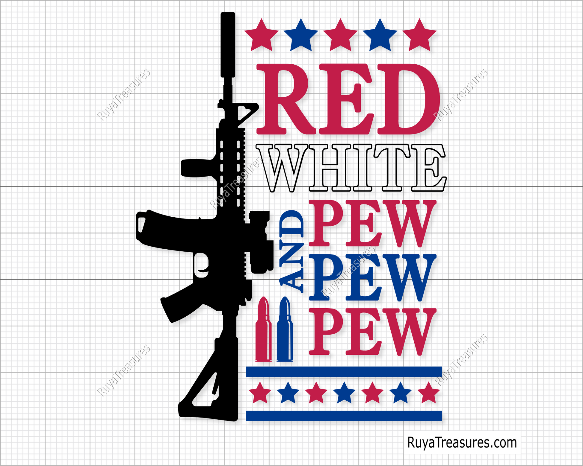 Red White and Pew Pew Pew Svg 