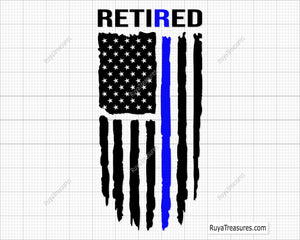 Retired Police Officer Thin Blue Line Flag Svg