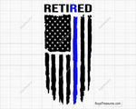 Retired Police Officer Thin Blue Line Flag Svg