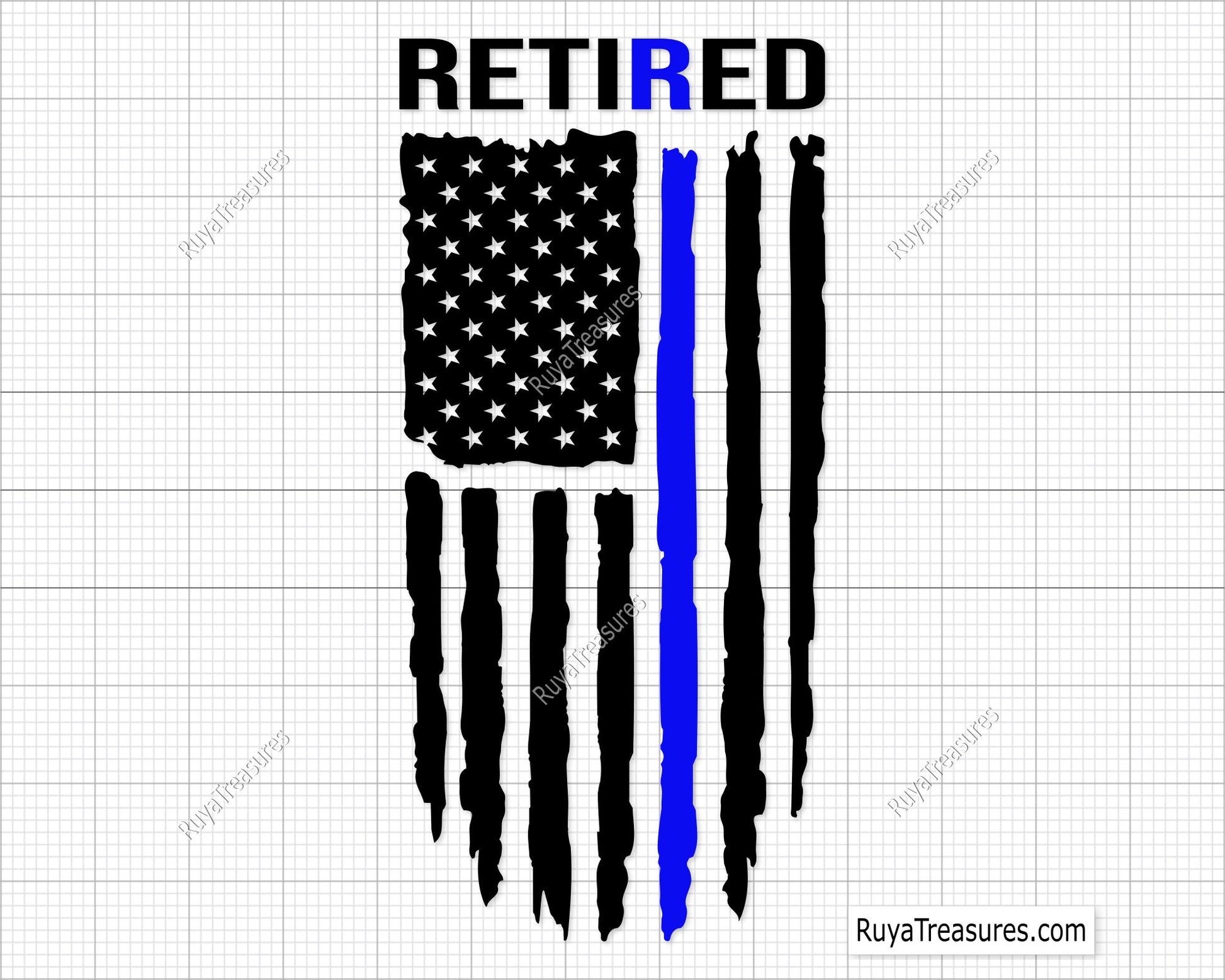 Retired Police Officer Thin Blue Line Flag Svg