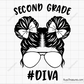 Second Grade Diva SVG with a fun and cute design, perfect for school shirts, tote bags, and classroom decorations