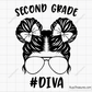Second Grade Diva SVG with a fun and cute design, perfect for school shirts, tote bags, and classroom decorations