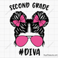 Second Grade Diva SVG with a fun and cute design, perfect for school shirts, tote bags, and classroom decorations