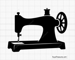 sewing machine silhouette SVG PNG featuring vintage sewing machine outline design for shirts decals and craft projects
