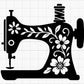floral sewing machine SVG PNG featuring simple flower patterns on vintage sewing machine for shirts decals and craft projects