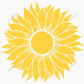 A simple vector illustration of a sunflower with yellow petals and a brown center.
