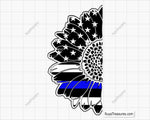 Sunflower Thin Blue Line Svg