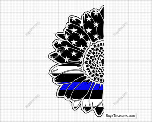 Sunflower Thin Blue Line Svg