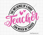 Funny Teacher SVG design for DIY gifts, t-shirts, and classroom decorations.