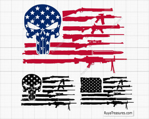 The Punisher Gun Flag Svg