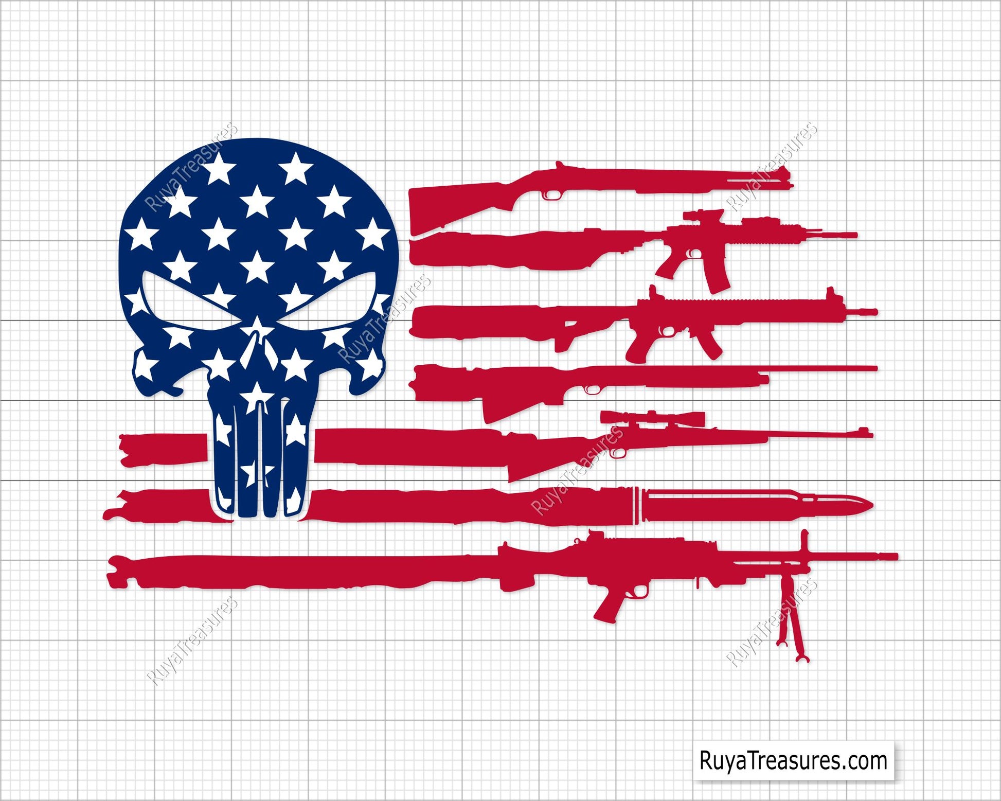 The Punisher Gun Flag Svg