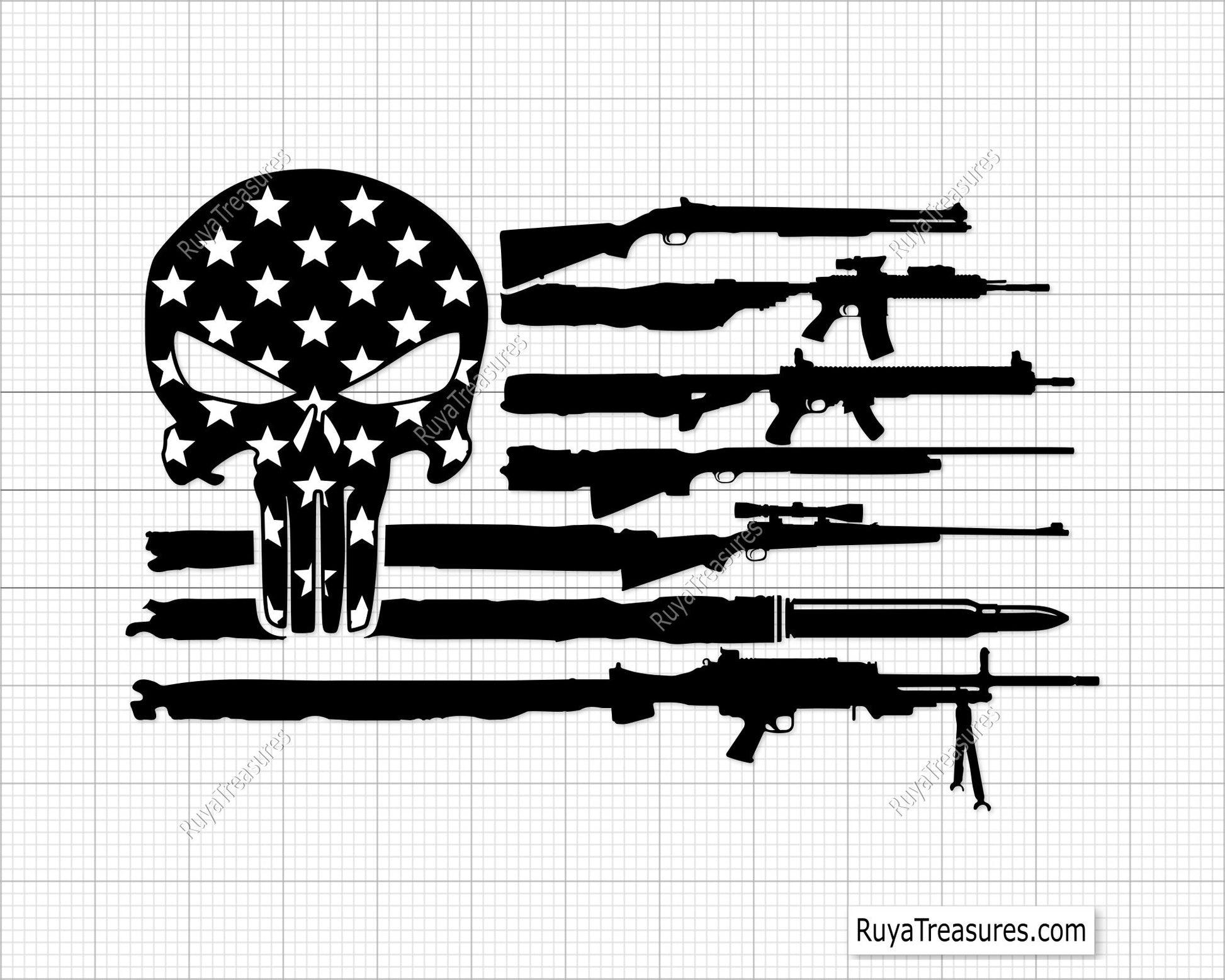 The Punisher Gun Flag Svg