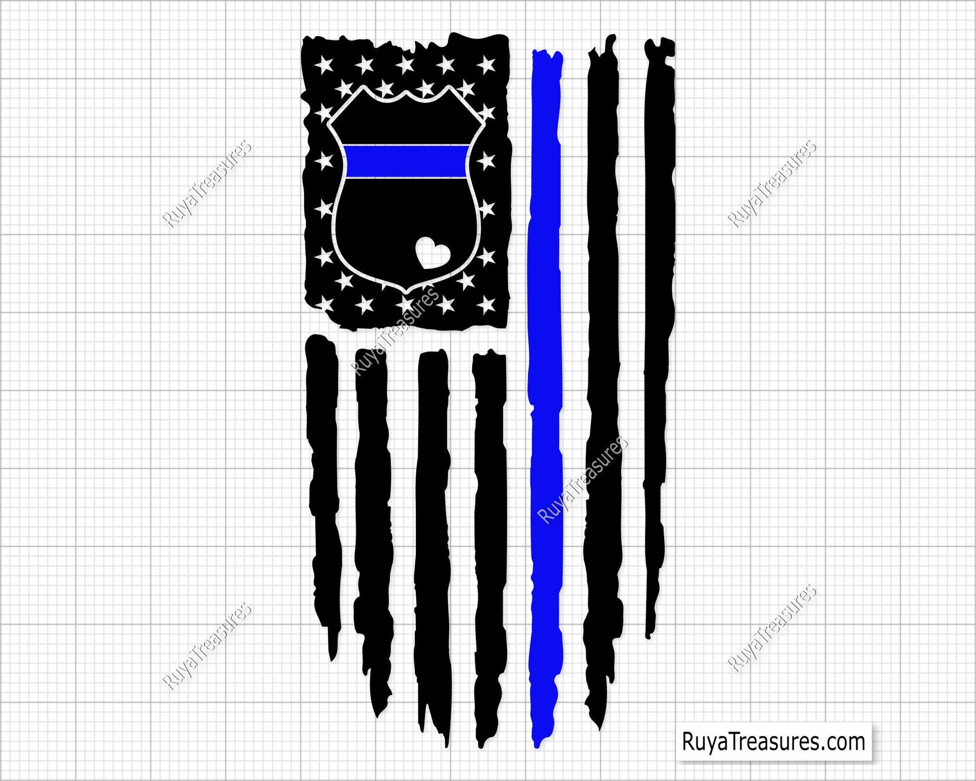 Thin Blue Line Badge Flag Svg