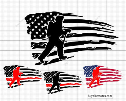 firefighter silhouette usa flag thin red line design for shirts decals and gifts