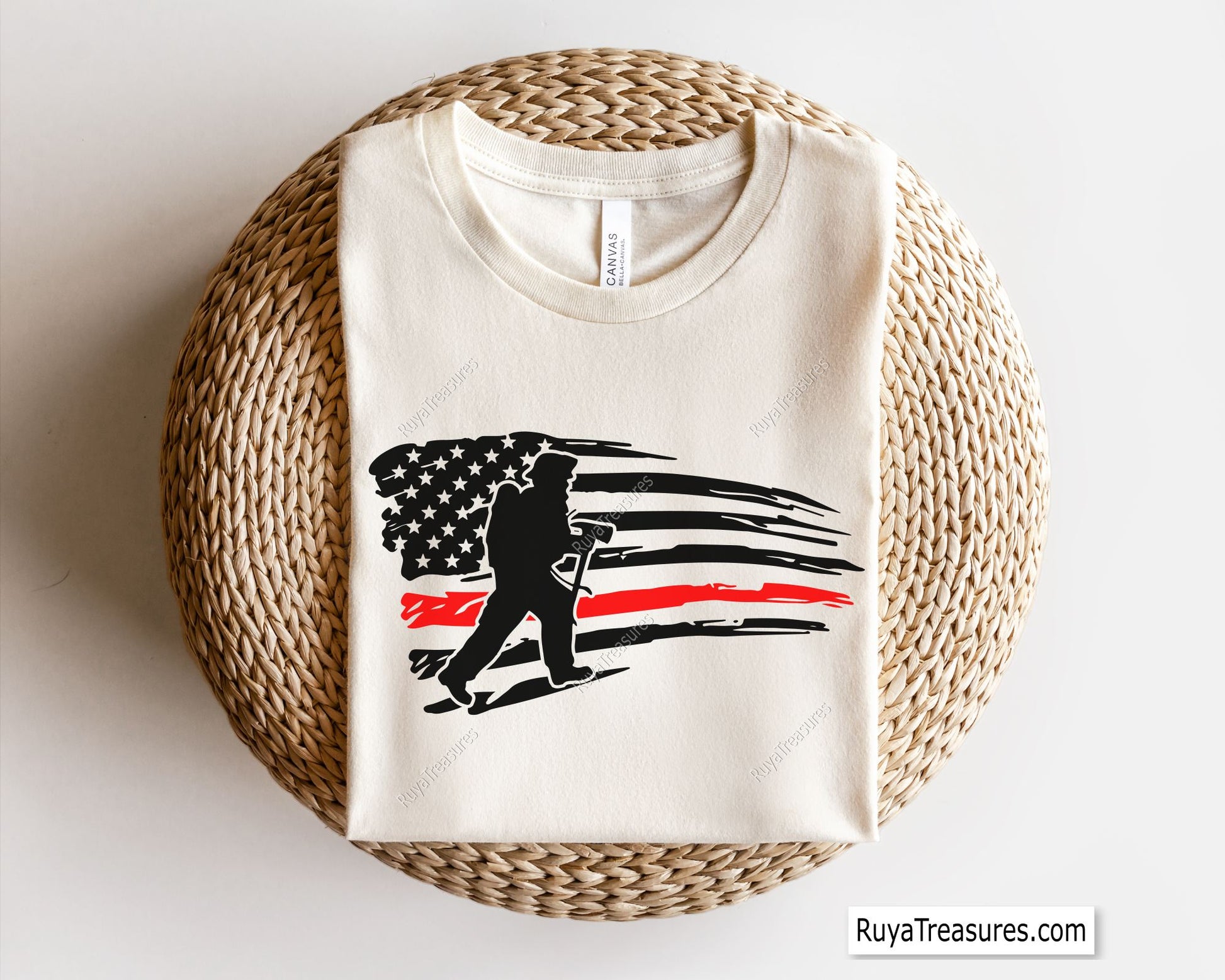 firefighter silhouette usa flag thin red line design for shirts decals and gifts