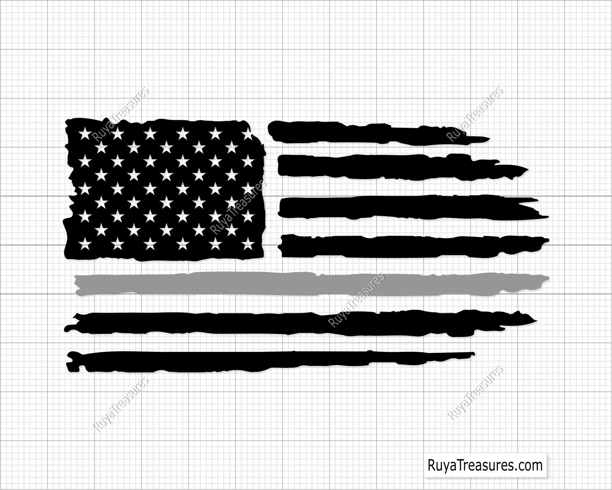 Thin silver line USA flag bundle SVG PNG with multiple distressed American flag styles for correctional officer support shirts decals and graphics