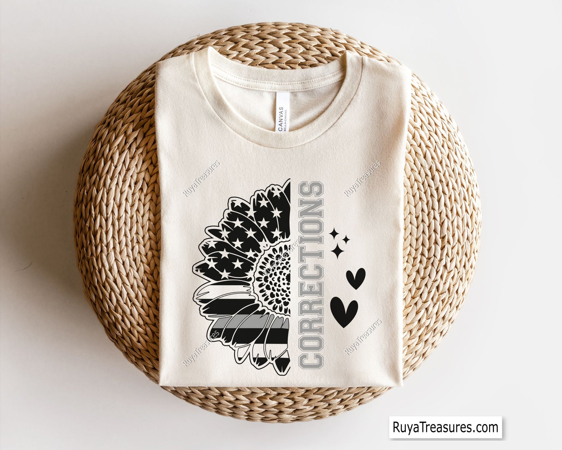 corrections sunflower SVG PNG featuring thin silver line American flag pattern with patriotic floral design for shirts decals and support graphics