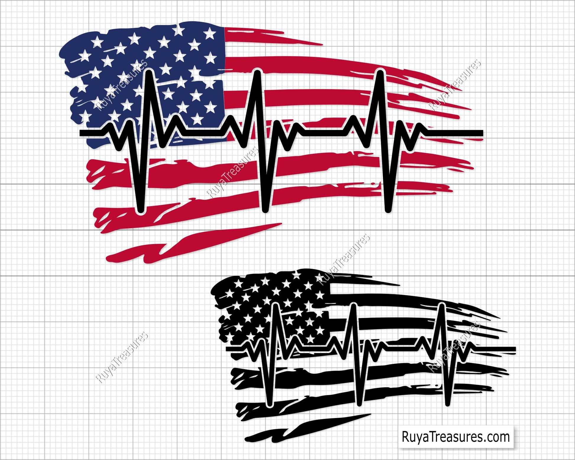 US Flag Heartbeat Svg Png