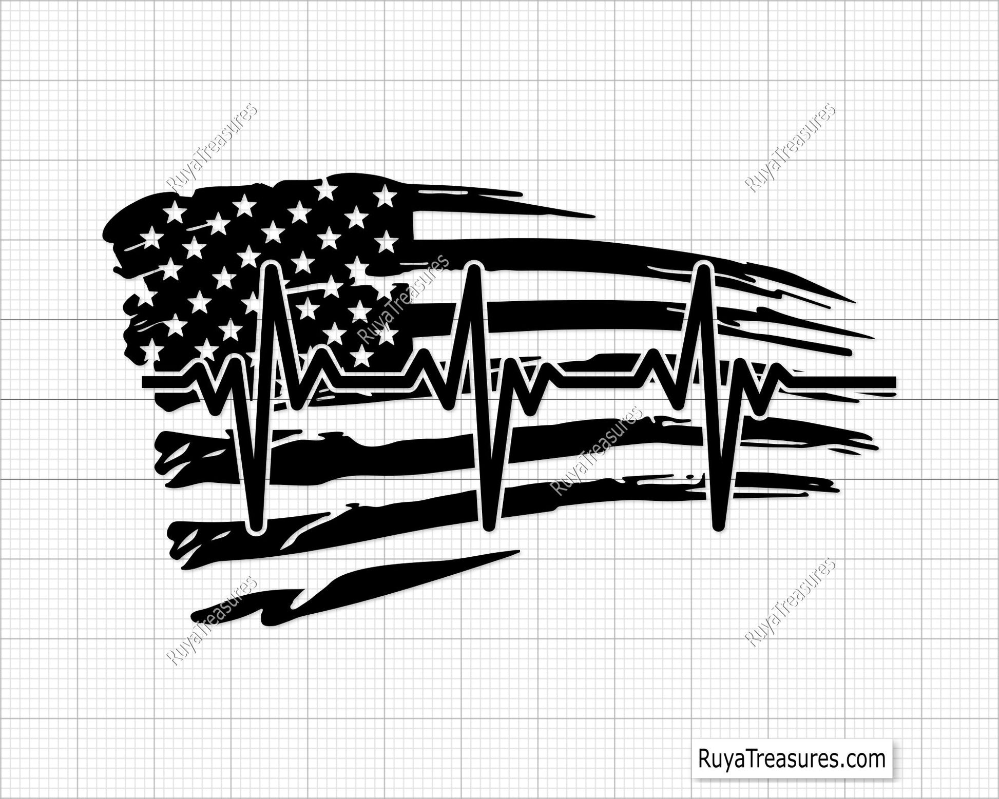 US Flag Heartbeat Svg Png