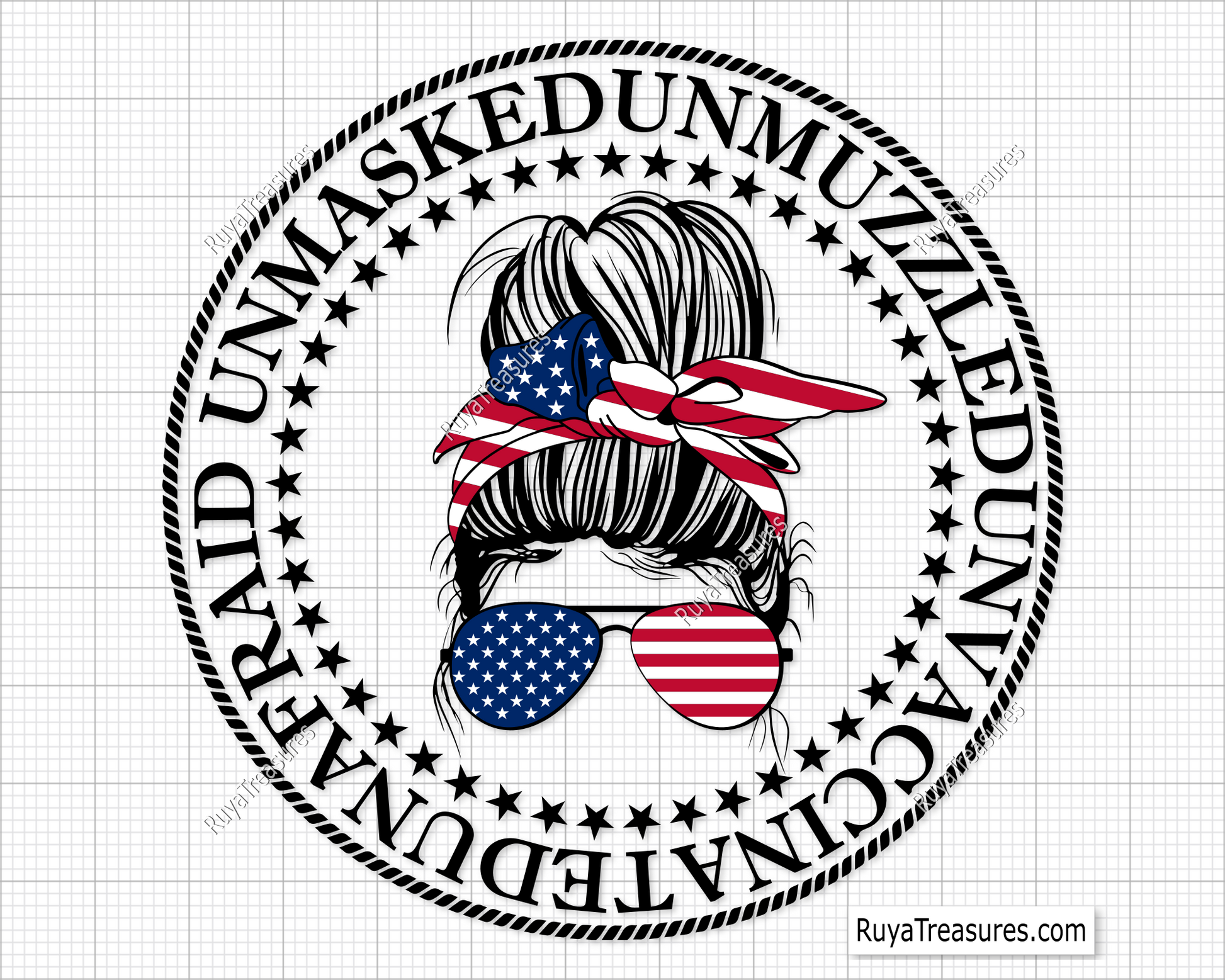 Unmasked Unmuzzled Unvaccinated Unafraid svg