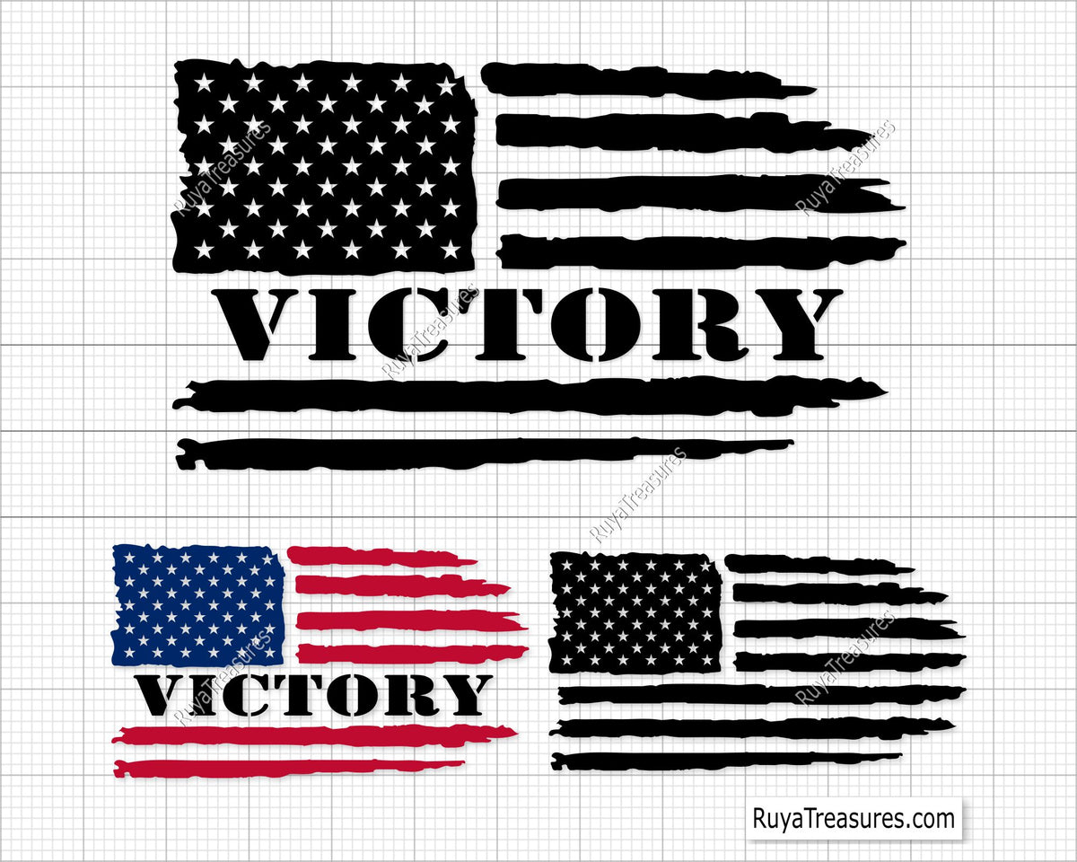 Victory Distressed American Flag svg