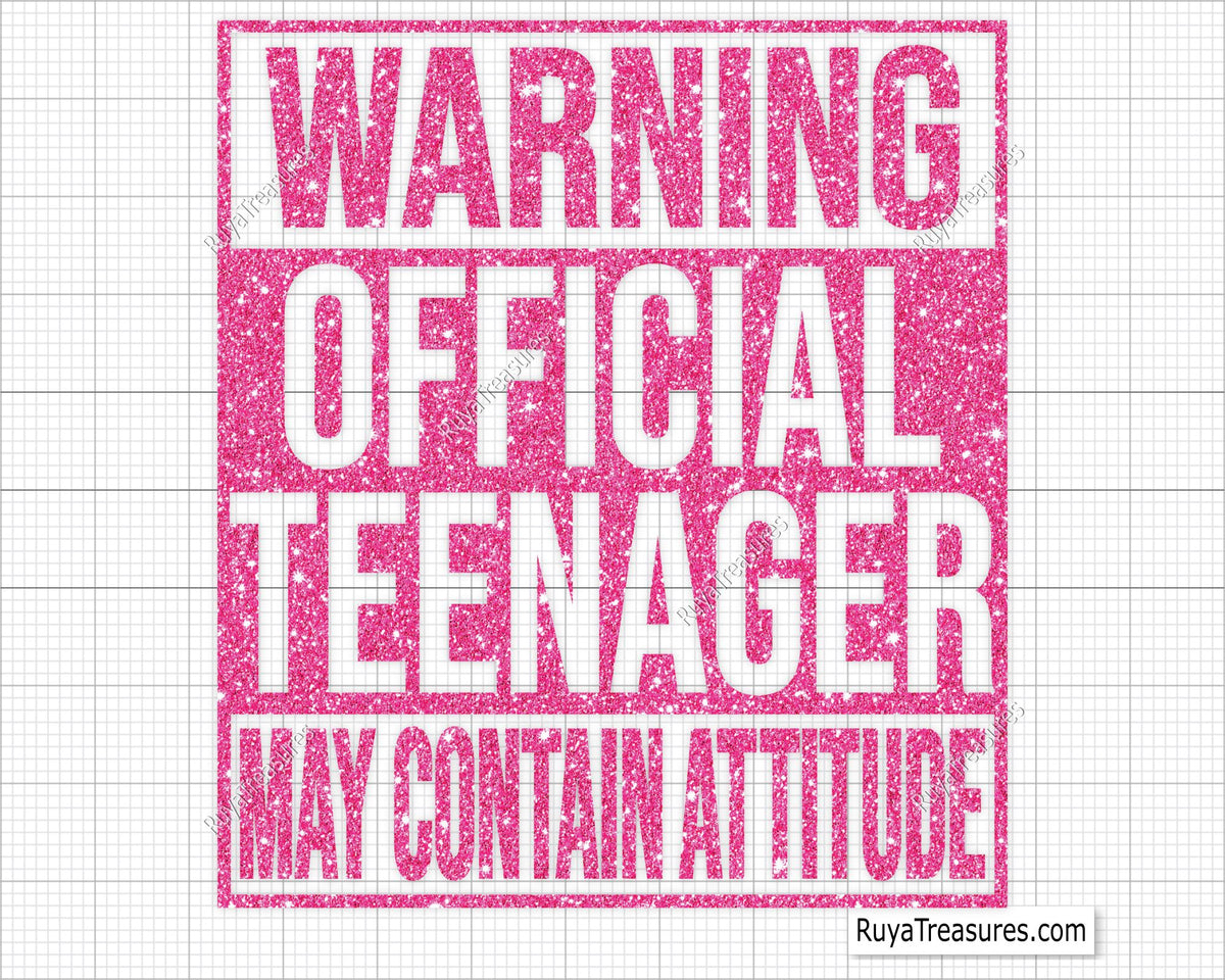 Warning official teenager may contain attitude funny quote design in bold typography for apparel gifts and teen projects